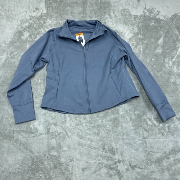 Jockey Tulip Hem Yoga Jacket XXL Fog Grey Polyester Blend Womens NWT 6505 - Picture 1 of 9